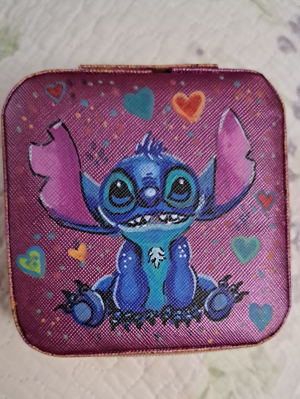 Hand Painted Travel Jewelry Case Cartoon Character - with flaws
